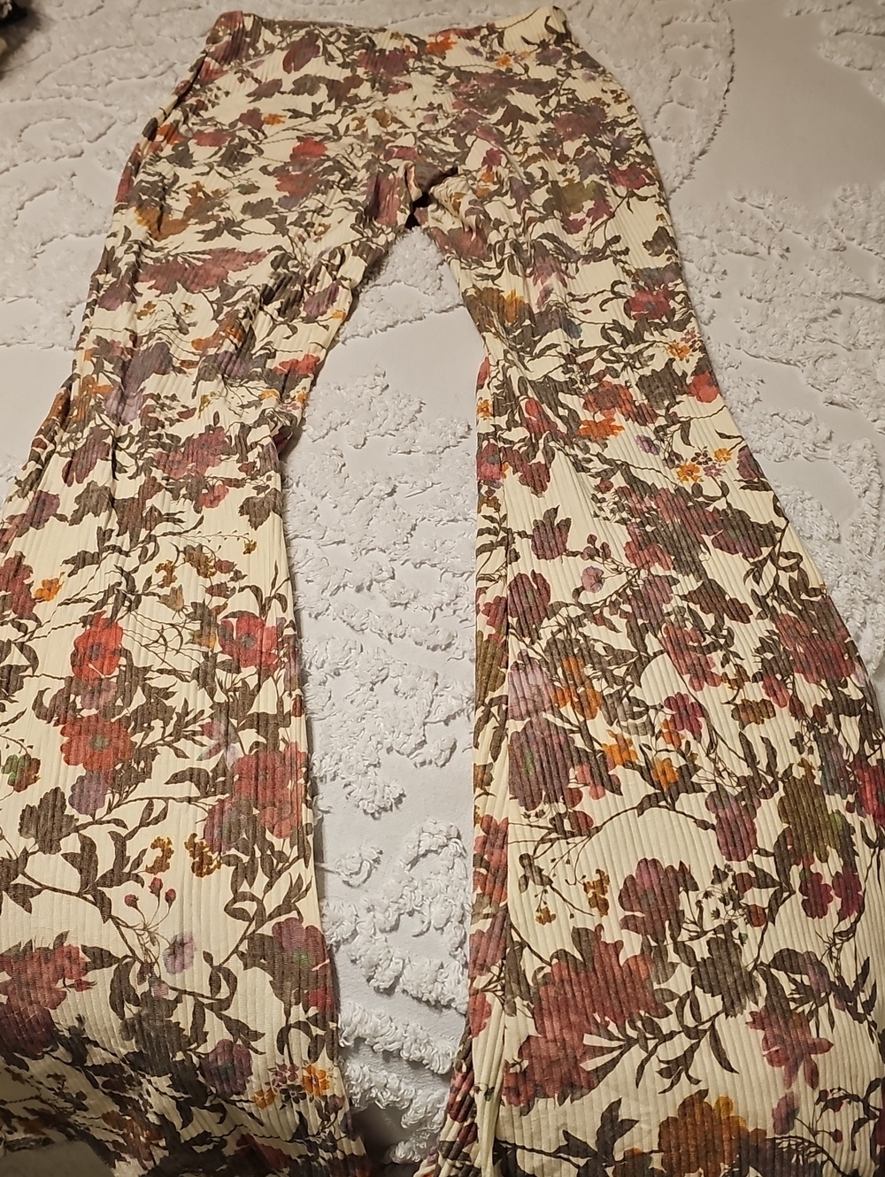 BUCKETLIST Cream Floral Boot Cut Pants